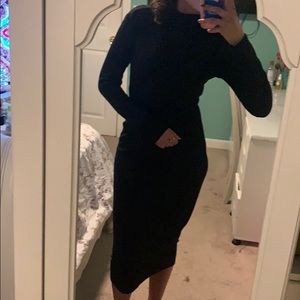 Long black turtleneck dress